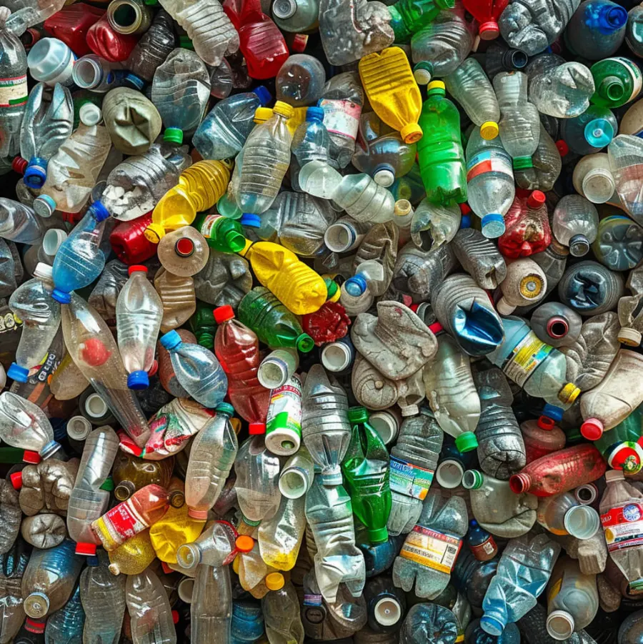 Sorted recyclable bottles